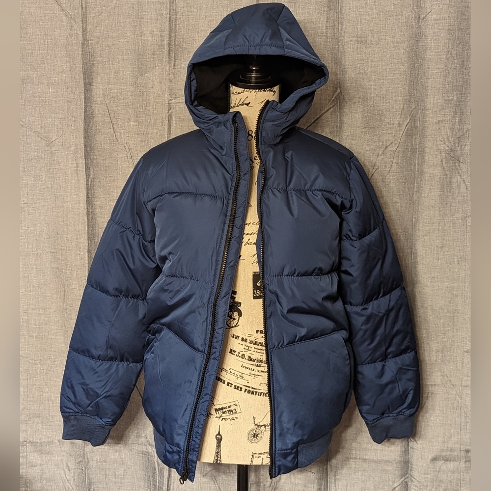 NWT Water-Resistant Gender-Neutral Zip Puffer Jacket for Kids, Night Cover, XL